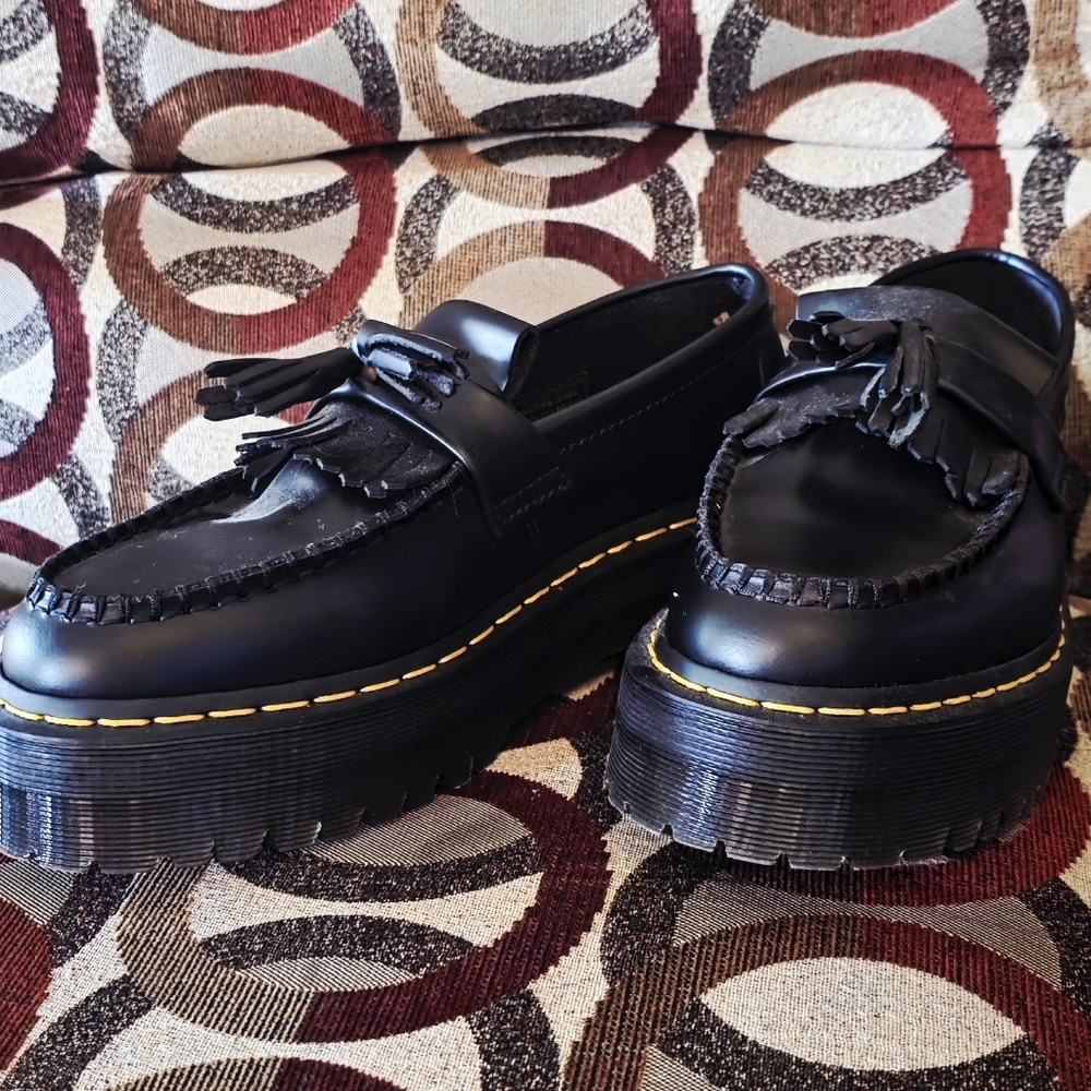 Dr. Martens Black Tassel Platform Loafers